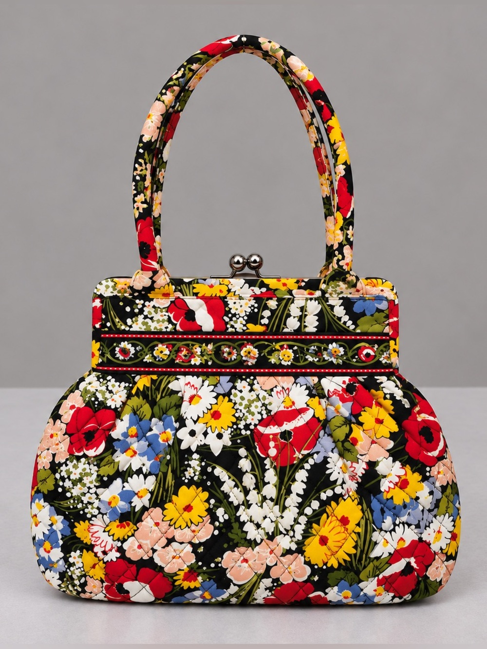 Vera Bradley Alice Poppy Field Kiss Lock Purse Hand Bag Floral Cottage Bohemian